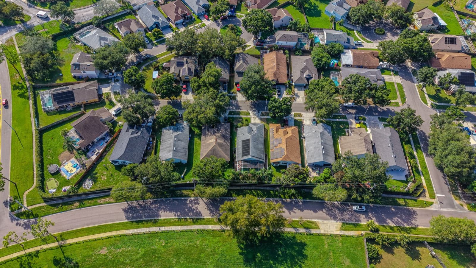 Aerial view of a South Florida suburban neighborhood
