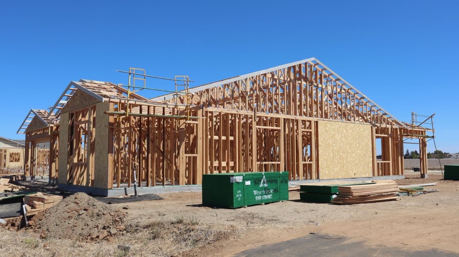 Wood framing of a residential conversion under a clear sky