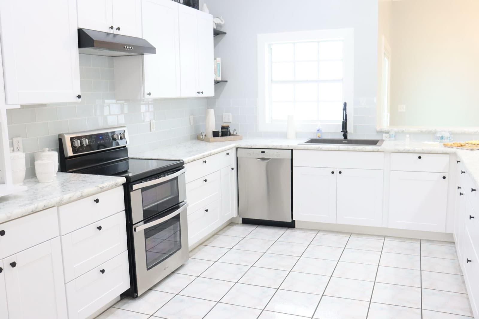 Bright kitchen with white cabinetry