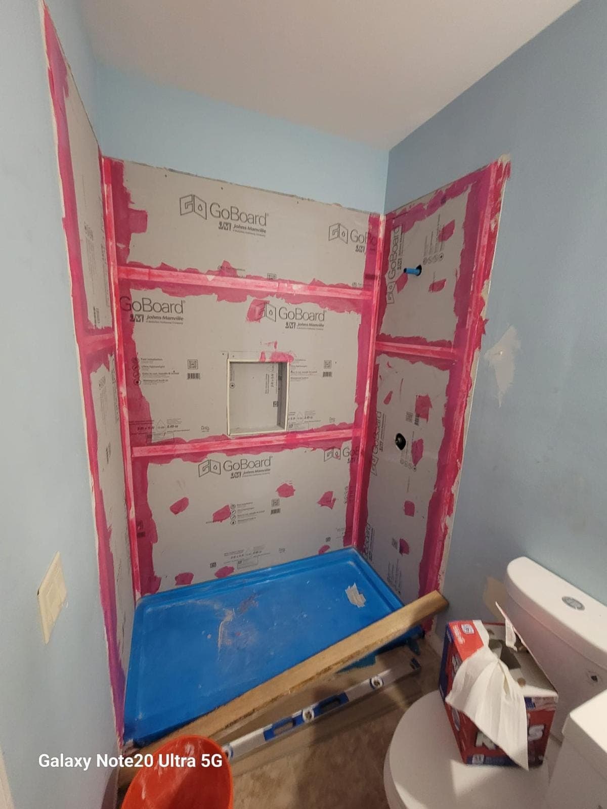 GoBoard waterproof backer board installed before tile