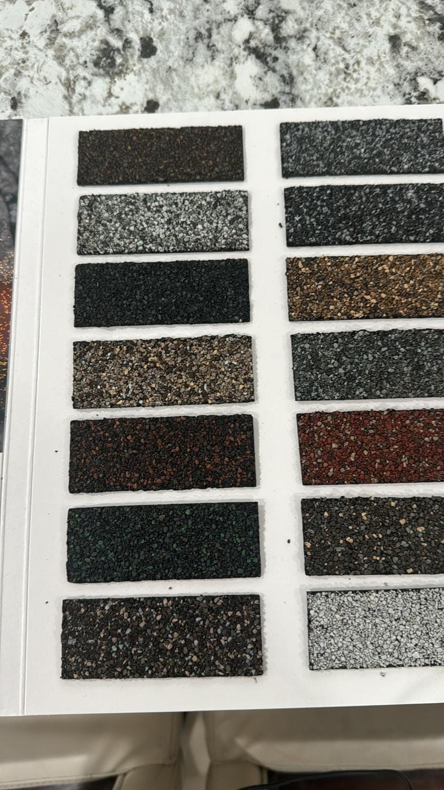 Architectural shingle color sample board